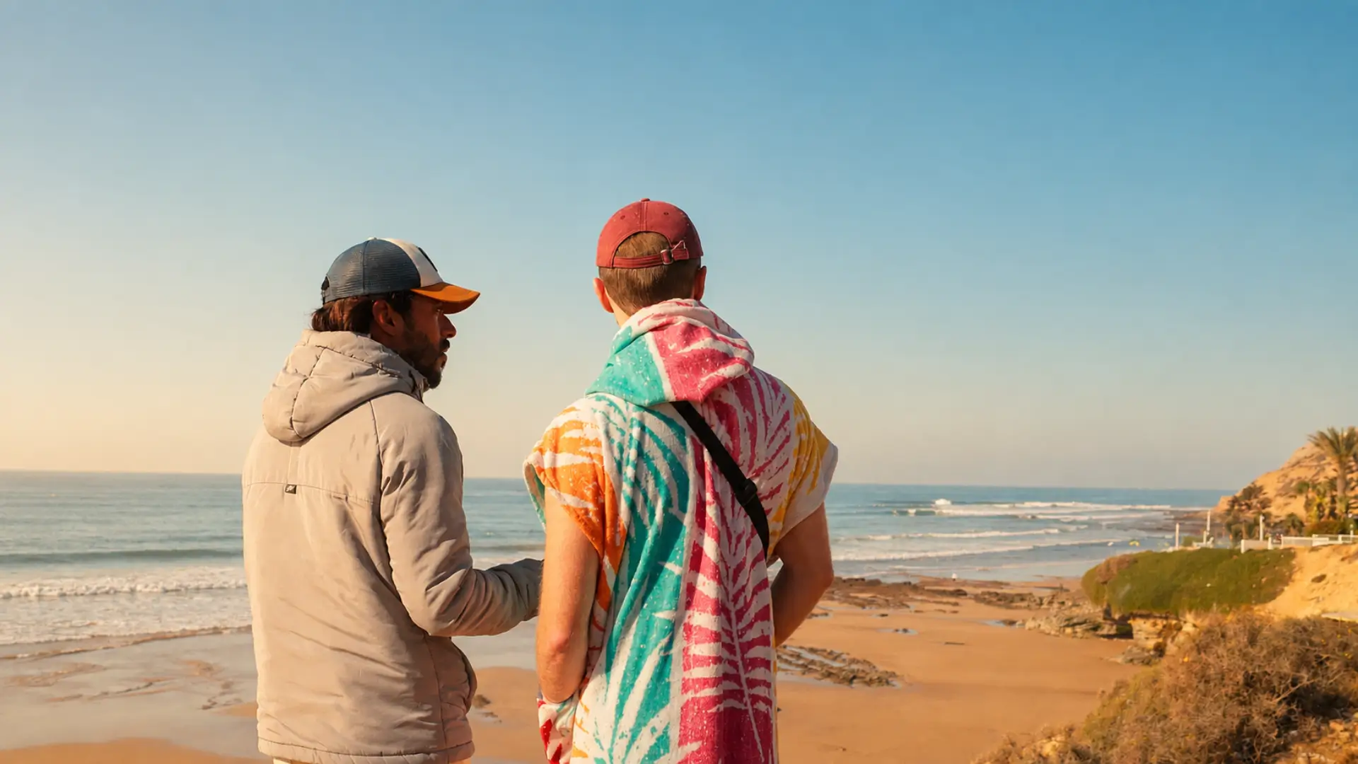 Two people overlooking the Atlantic Ocean during a guided coastal moment